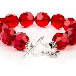 HANDMADE Swarovski crystal bracelets-Red or Clear